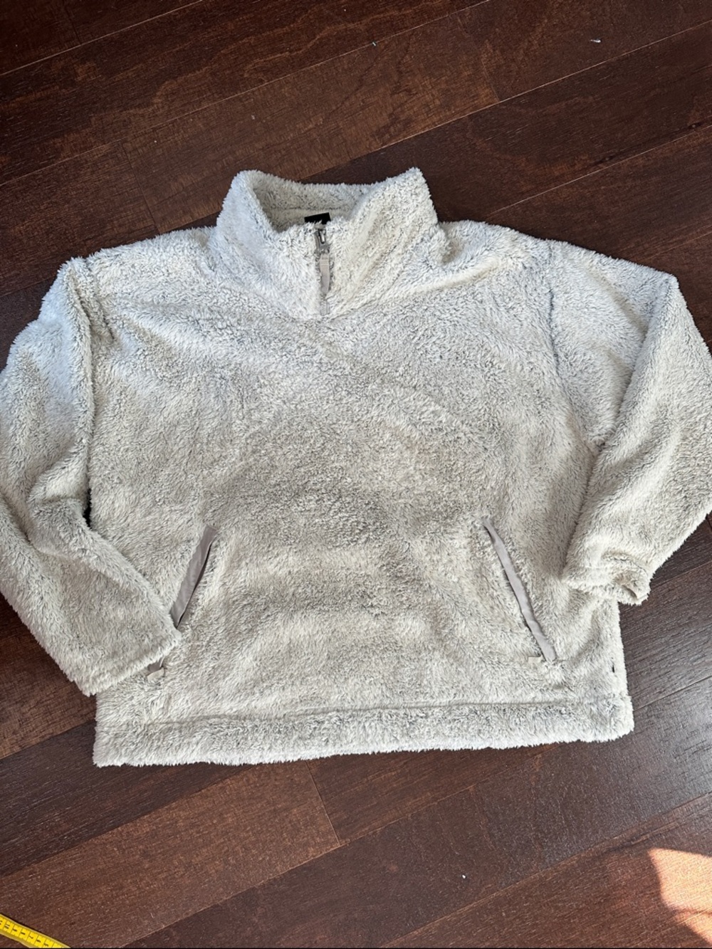 The North Face Plush Quarter Zip Cowl Pullover Sweater - Light Gray